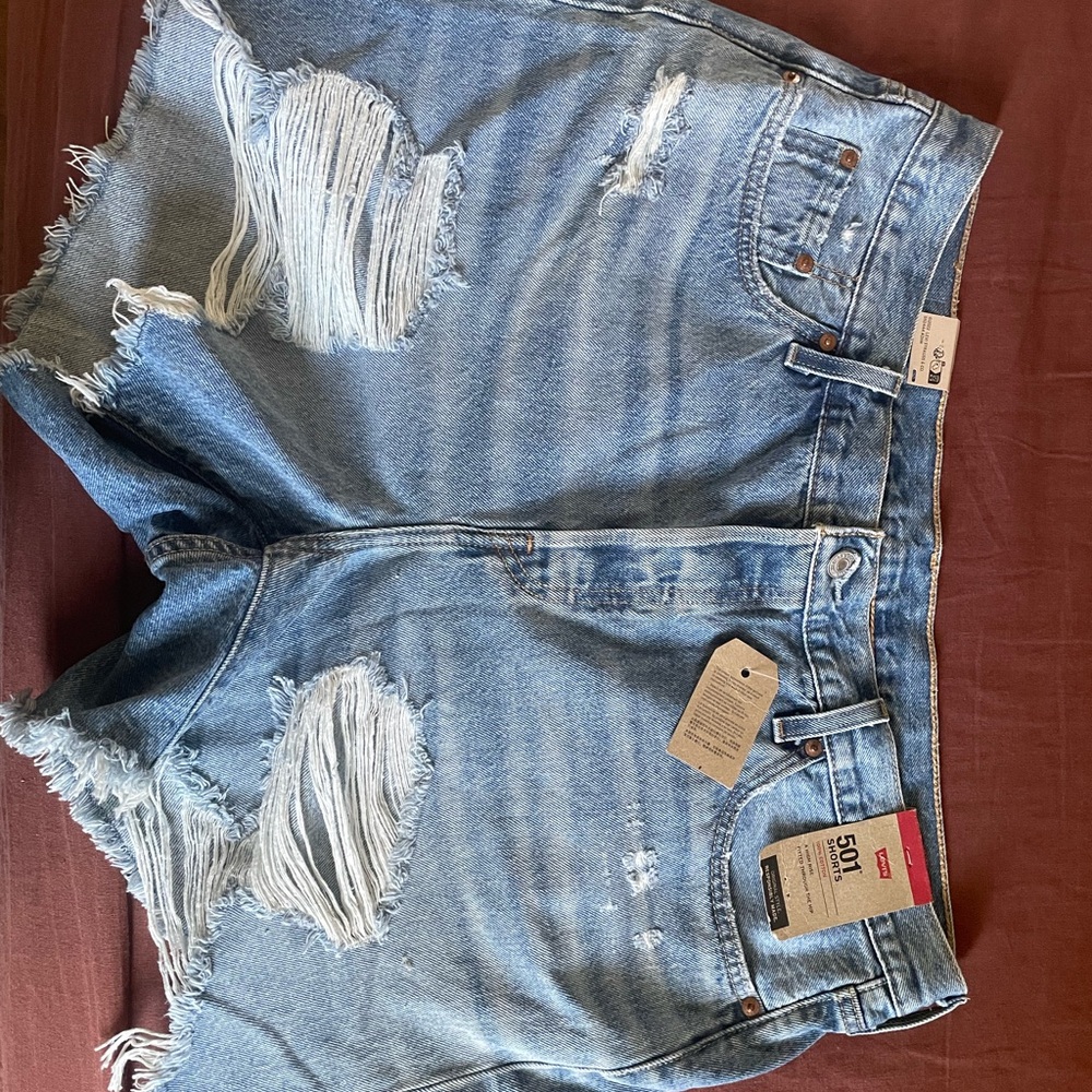 Levi's Blue Distressed Jean Shorts